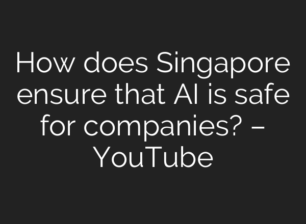 How does Singapore ensure that AI is safe for companies? – YouTube