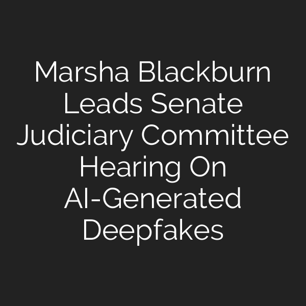 Marsha Blackburn Leads Senate Judiciary Committee Hearing On AI-Generated Deepfakes