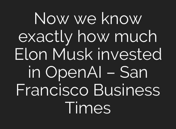 Now we know exactly how much Elon Musk invested in OpenAI – San Francisco Business Times
