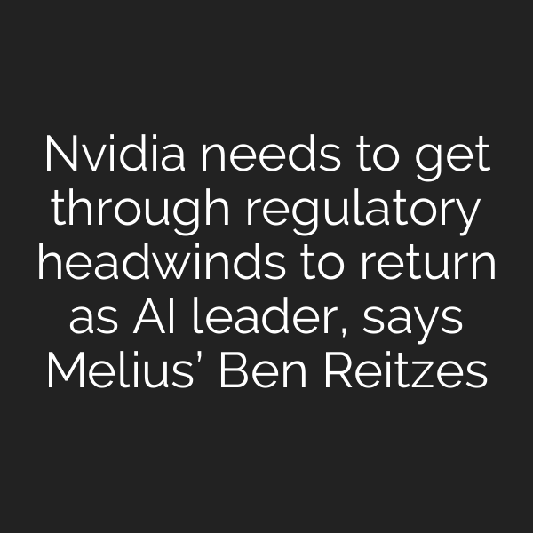 Nvidia needs to get through regulatory headwinds to return as AI leader, says Melius’ Ben Reitzes