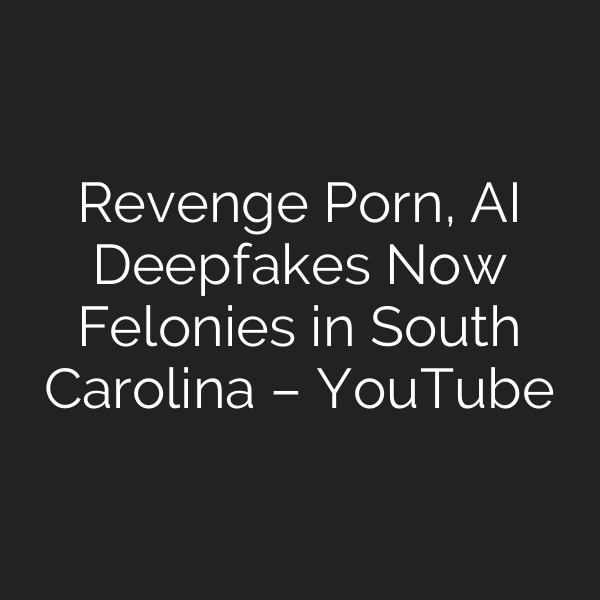 Revenge Porn, AI Deepfakes Now Felonies in South Carolina – YouTube