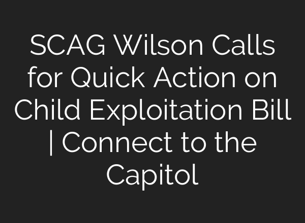 SCAG Wilson Calls for Quick Action on Child Exploitation Bill | Connect to the Capitol