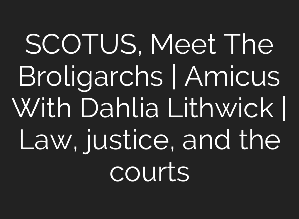 SCOTUS, Meet The Broligarchs | Amicus With Dahlia Lithwick | Law, justice, and the courts