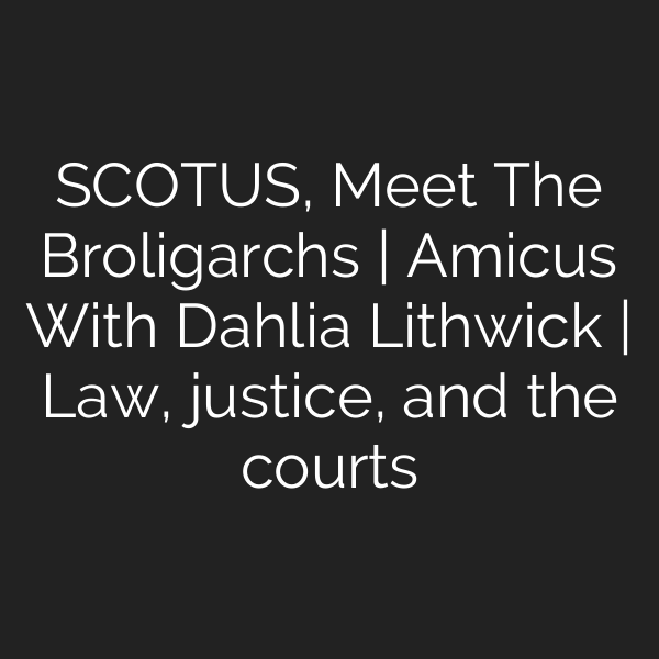SCOTUS, Meet The Broligarchs | Amicus With Dahlia Lithwick | Law, justice, and the courts