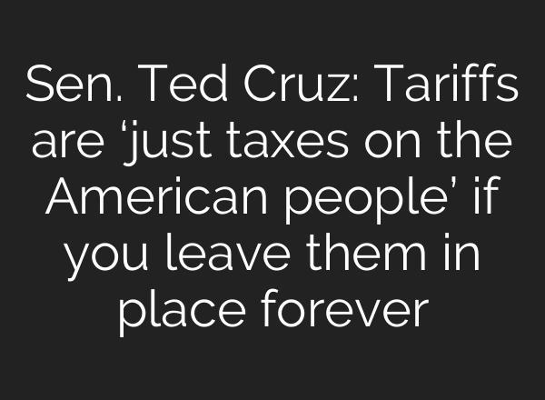 Sen. Ted Cruz: Tariffs are ‘just taxes on the American people’ if you leave them in place forever