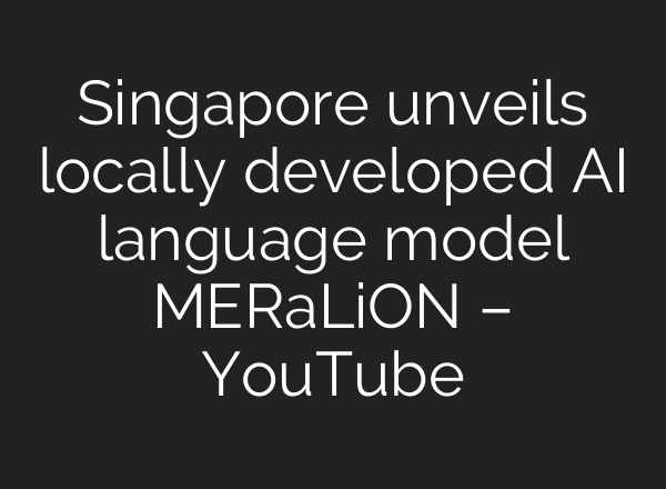 Singapore unveils locally developed AI language model MERaLiON – YouTube