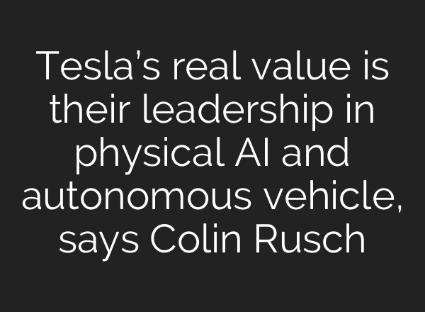 Tesla’s real value is their leadership in physical AI and autonomous vehicle, says Colin Rusch