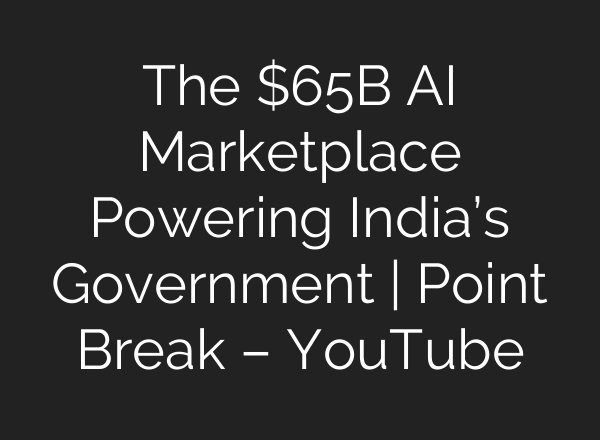 The $65B AI Marketplace Powering India’s Government | Point Break – YouTube