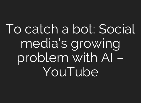 To catch a bot: Social media’s growing problem with AI – YouTube