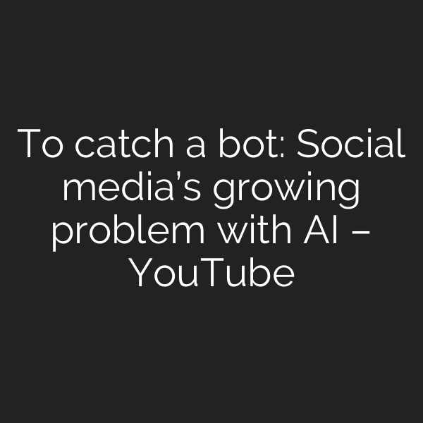 To catch a bot: Social media’s growing problem with AI – YouTube