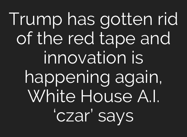 Trump has gotten rid of the red tape and innovation is happening again, White House A.I. ‘czar’ says