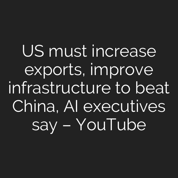 US must increase exports, improve infrastructure to beat China, AI executives say – YouTube