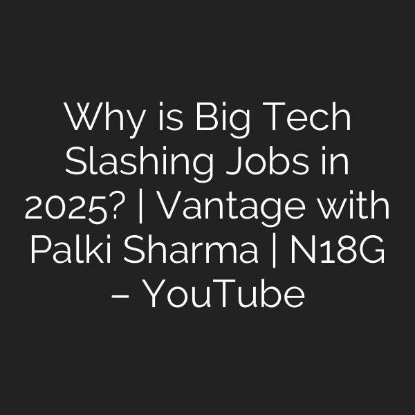 Why is Big Tech Slashing Jobs in 2025? | Vantage with Palki Sharma | N18G – YouTube
