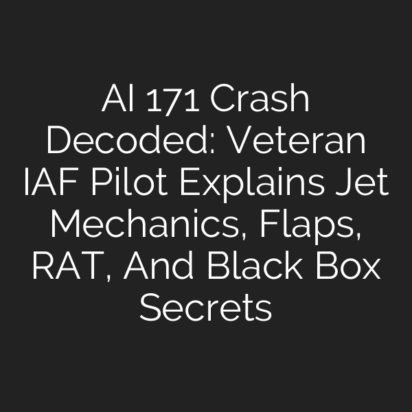 AI 171 Crash Decoded: Veteran IAF Pilot Explains Jet Mechanics, Flaps, RAT, And Black Box Secrets