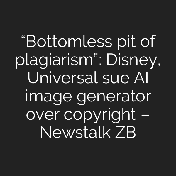 “Bottomless pit of plagiarism”: Disney, Universal sue AI image generator over copyright – Newstalk ZB