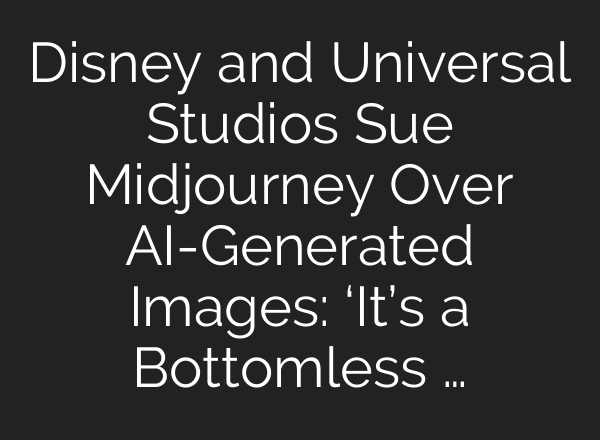 Disney and Universal Studios Sue Midjourney Over AI-Generated Images: ‘It’s a Bottomless …