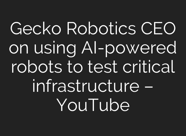 Gecko Robotics CEO on using AI-powered robots to test critical infrastructure – YouTube