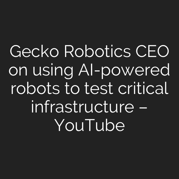 Gecko Robotics CEO on using AI-powered robots to test critical infrastructure – YouTube