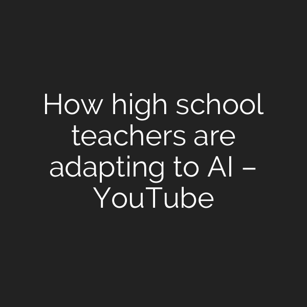 How high school teachers are adapting to AI – YouTube
