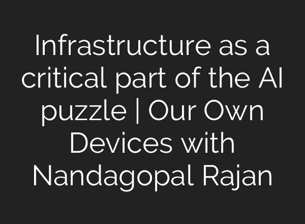 Infrastructure as a critical part of the AI puzzle | Our Own Devices with Nandagopal Rajan