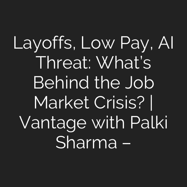 Layoffs, Low Pay, AI Threat: What’s Behind the Job Market Crisis? | Vantage with Palki Sharma –