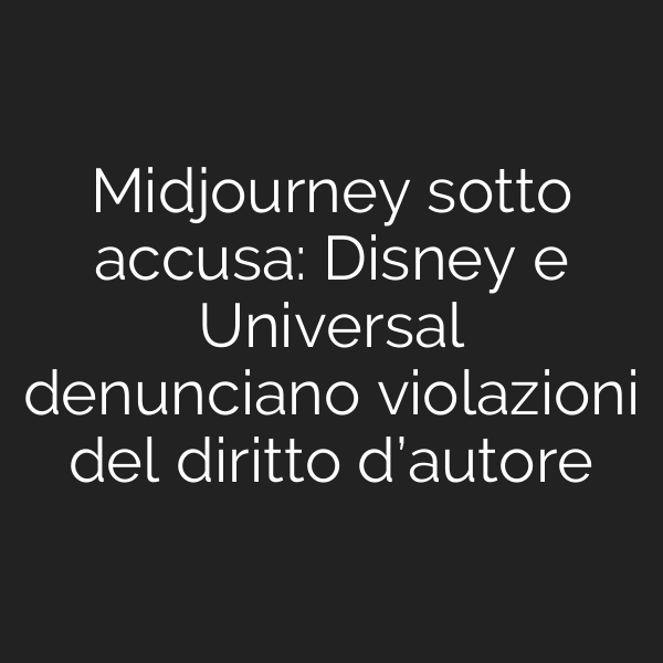 Midjourney sotto accusa: Disney e Universal denunciano violazioni del diritto d’autore