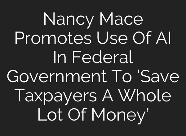 Nancy Mace Promotes Use Of AI In Federal Government To ‘Save Taxpayers A Whole Lot Of Money’