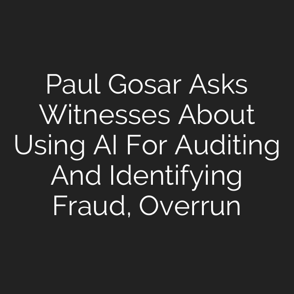 Paul Gosar Asks Witnesses About Using AI For Auditing And Identifying Fraud, Overrun