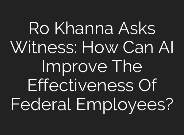 Ro Khanna Asks Witness: How Can AI Improve The Effectiveness Of Federal Employees?