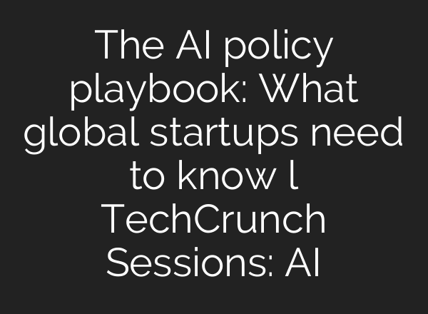 The AI policy playbook: What global startups need to know l TechCrunch Sessions: AI