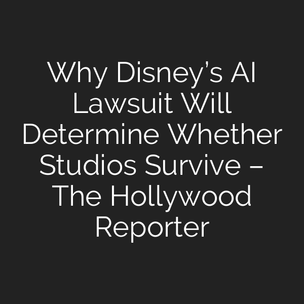 Why Disney’s AI Lawsuit Will Determine Whether Studios Survive – The Hollywood Reporter