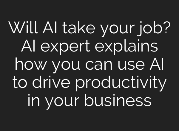 Will AI take your job? AI expert explains how you can use AI to drive productivity in your business