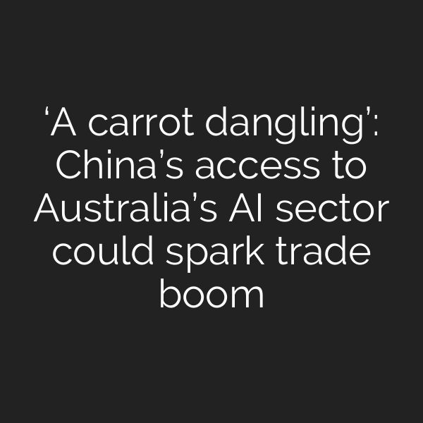 ‘A carrot dangling’: China’s access to Australia’s AI sector could spark trade boom