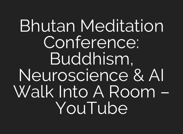 Bhutan Meditation Conference: Buddhism, Neuroscience & AI Walk Into A Room – YouTube