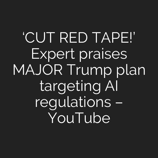 ‘CUT RED TAPE!’ Expert praises MAJOR Trump plan targeting AI regulations – YouTube