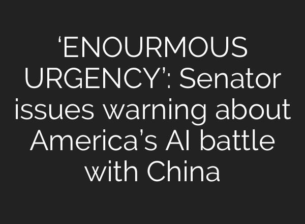 ‘ENOURMOUS URGENCY’: Senator issues warning about America’s AI battle with China