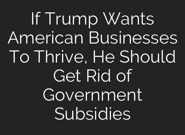 If Trump Wants American Businesses To Thrive, He Should Get Rid of Government Subsidies
