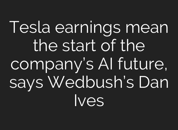 Tesla earnings mean the start of the company’s AI future, says Wedbush’s Dan Ives