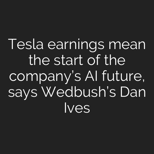 Tesla earnings mean the start of the company’s AI future, says Wedbush’s Dan Ives