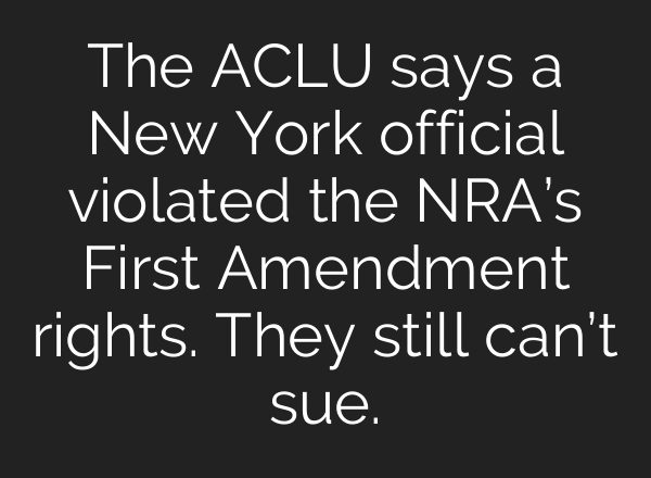 The ACLU says a New York official violated the NRA’s First Amendment rights. They still can’t sue.