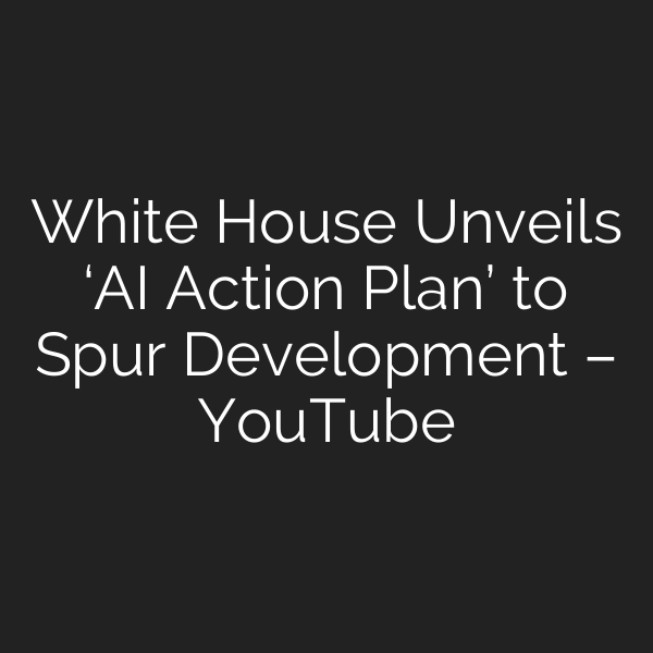 White House Unveils ‘AI Action Plan’ to Spur Development – YouTube