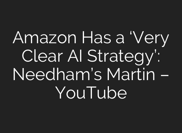 Amazon Has a ‘Very Clear AI Strategy’: Needham’s Martin – YouTube