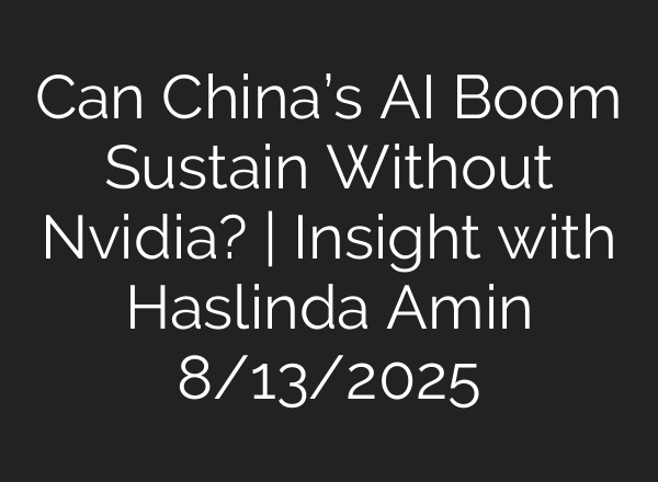 Can China’s AI Boom Sustain Without Nvidia? | Insight with Haslinda Amin 8/13/2025
