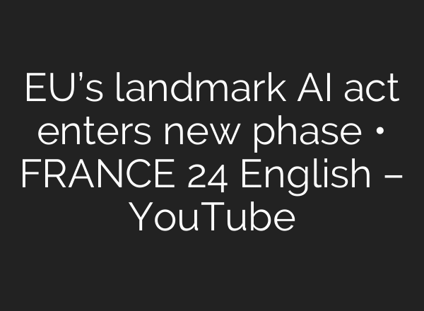 EU’s landmark AI act enters new phase • FRANCE 24 English – YouTube