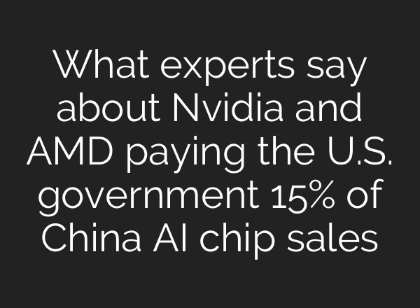 What experts say about Nvidia and AMD paying the U.S. government 15% of China AI chip sales
