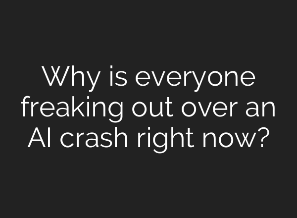 Why is everyone freaking out over an AI crash right now?