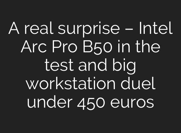 A real surprise – Intel Arc Pro B50 in the test and big workstation duel under 450 euros