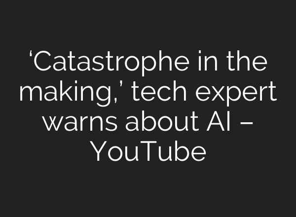 ‘Catastrophe in the making,’ tech expert warns about AI – YouTube