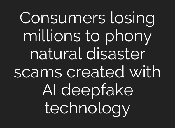 Consumers losing millions to phony natural disaster scams created with AI deepfake technology