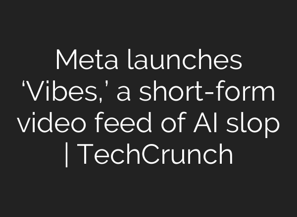 Meta launches ‘Vibes,’ a short-form video feed of AI slop | TechCrunch